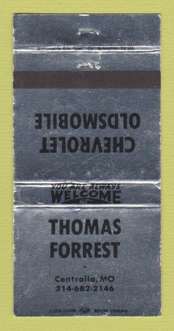 Matchbook Cover - Forrest Chevrolet Oldsmobile Centralia MO WEAR 30 Strike