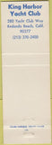 Matchbook Cover - King Harbor Yacht Club Redondo Beach CA
