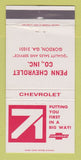 Matchbook Cover - 1971 Chevrolet Penn Gordon GA WORN 30 Strike