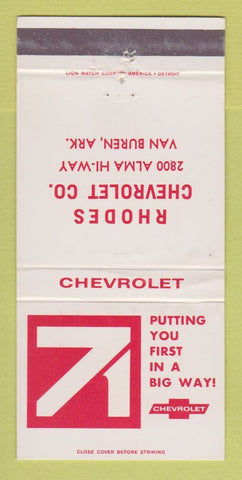 Matchbook Cover - 1971 Chevrolet Rhodes Van Buren AR WEAR 30 Strike
