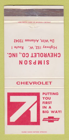 Matchbook Cover - 1971 Chevrolet Simpson De Witt AR 30 Strike