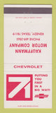 Matchbook Cover - 1971 Chevrolet Kauffmann Kenedy TX 30 Strike