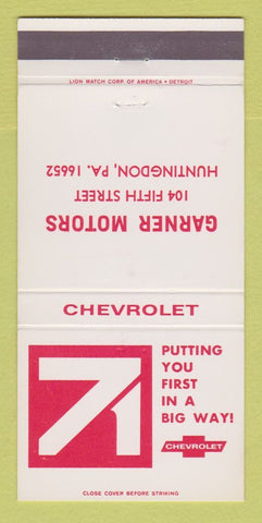 Matchbook Cover - 1971 Chevrolet Garner Huntingdon PA 30 Strike