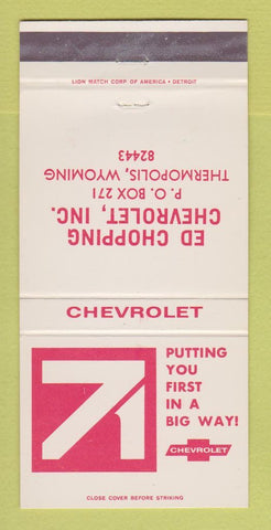 Matchbook Cover - 1971 Chevrolet Ed Chopping Thermopolis WY 30 Strike