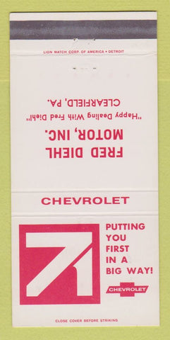 Matchbook Cover - 1971 Chevrolet Fred Diehl Clearfield PA 30 Strike