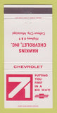 Matchbook Cover - 1971 Chevrolet Hawkins Calhoun City MS 30 Strike