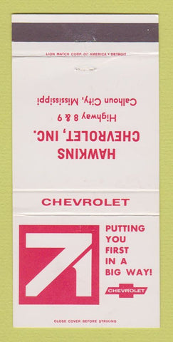 Matchbook Cover - 1971 Chevrolet Hawkins Calhoun City MS 30 Strike
