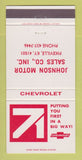 Matchbook Cover - 1971 Chevrolet Johnson Motors Pikeville KY 30 Strike