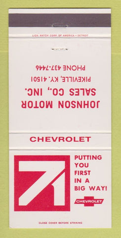 Matchbook Cover - 1971 Chevrolet Johnson Motors Pikeville KY 30 Strike