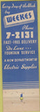 Matchbook Cover - Weekes Drug Dept Store Fort Worth TX