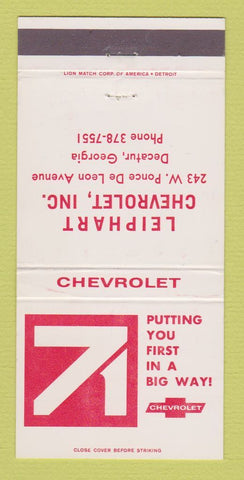 Matchbook Cover - 1971 Chevrolet Leipart Decatur GA 30 Strike