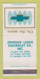 Matchbook Cover - Johnson Leach Chevrolet Hughes AR WEAR 30 Strike