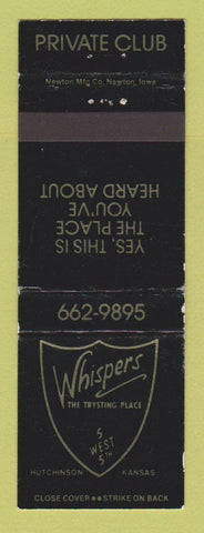 Matchbook Cover - Whispers Hutchinson KS Club WEAR