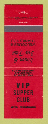 Matchbook Cover - VIP Supper Club Alva OK RED