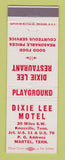 Matchbook Cover - Dixie Lee Motel Restaurant Martel TN