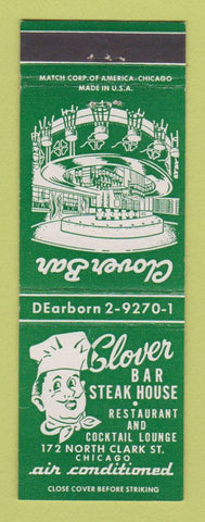 Matchbook Cover - Clover Bar Steak House Chicago IL