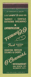 Matchbook Cover - O'Connors Restaurant Albany NY