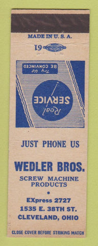 Matchbook Cover - Wedler Bros Screw Machine Products Cleveland OH