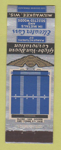 Matchbook Cover - Globe Van Doorn Elevator Cars Milwaukee WI