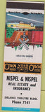 Matchbook Cover - Nispel  and  Nispel Delano Theatre Bldg CA