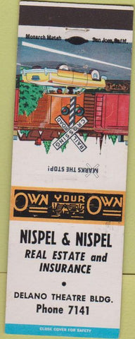 Matchbook Cover - Nispel  and  Nispel Delano Theatre Bldg CA