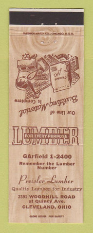 Matchbook Cover - Preisler Lumber Cleveland OH