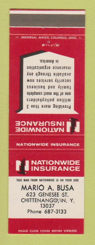 Matchbook Cover - Nationwide Insurance Mario Busa Chittenango NY