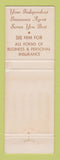 Matchbook Cover - AJ Elbert Insurance Cincinnati OH Transamerica