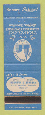 Matchbook Cover - Travelers Insurance Burnham Malcomb WEAR