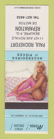 Matchbook Cover - Paul Rochefort Reparation De Motos Beaupre QC pinup