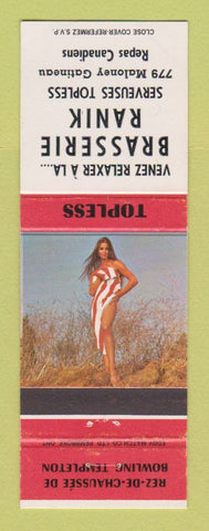 Matchbook Cover - Brasserie Ranik Quebec QC pinup strip club?