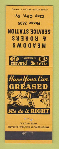 Matchbook Cover - Meadows and Rogers Service Station Clay City KY