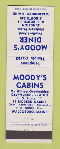 Matchbook Cover - Moody's Diner Cabins Waldoboro ME