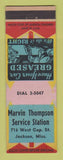 Matchbook Cover - Marvin Thompson Service Station oil gas Jackson MS