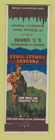 Matchbook Cover - GC Codding Match Collector Brattleboro VT Prevent Forest Fires