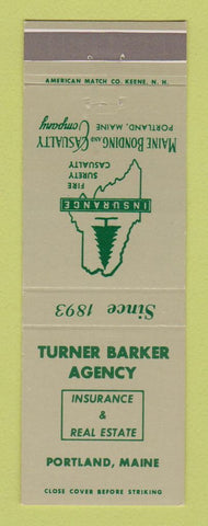 Matchbook Cover - Turner Baker Insurance Real Estate Portland ME