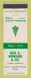 Matchbook Cover - Maine Bonding Insurance Geo Howard Dover Foxcroft Dexter ME
