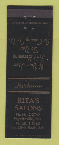 Matchbook Cover - Rita's Beauty Salons North Little Rock AR