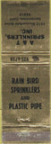 Matchbook Cover - Rain Bird Sprinklers Sacramento CA