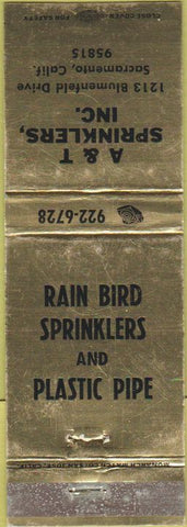 Matchbook Cover - Rain Bird Sprinklers Sacramento CA
