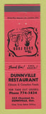 Matchbook Cover - Dunnville Restaurant ON RED