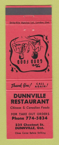 Matchbook Cover - Dunnville Restaurant ON RED