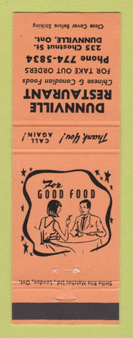 Matchbook Cover - Dunnville Restaurant ON ORANGE