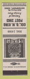 Matchbook Cover - VFW Col DM King Post Davenport IA