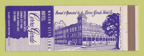 Matchbook Cover - Hotel Cerro Gordo Mason City IA