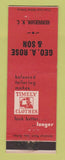 Matchbook Cover - Timely Men's Clothes Geo Rose Henderson NC
