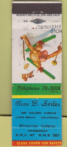 Matchbook Cover - Ilene Serles Long Beach CA monkey