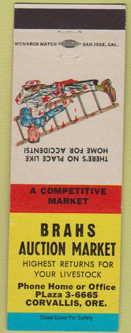 Matchbook Cover - Brahs Auction Cattle Market Corvallis OR