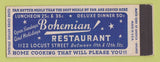 Matchbook Cover - Bohemian Restaurant Full Length