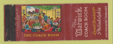 Matchbook Cover - The Warwick Hotel Coach Room Philadlephia PA WEAR